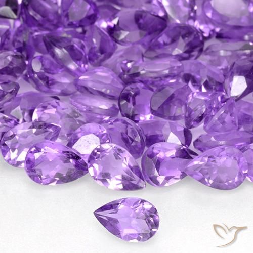 Ametista Violeta Púrpura Profundo Natural 0.38ct, Formato de pêra, VVS-VS