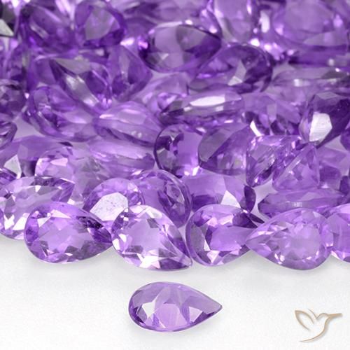 Ametista Violeta Púrpura Profundo Natural 0.38ct, Formato de pêra, VVS-VS