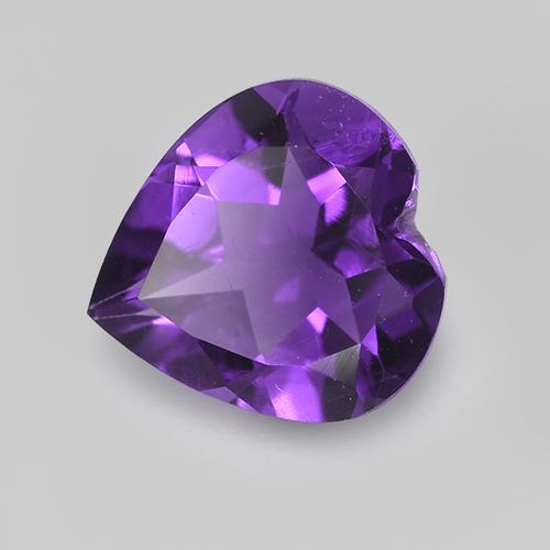 Ametista violeta natural 1,50ct, formato de coração, VS