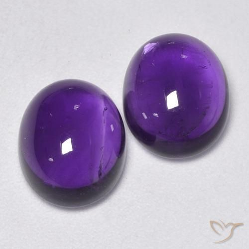 Pedras preciosas de Ametista Violeta Médio-claro natural de 5.64 ct, oval, Transparente
