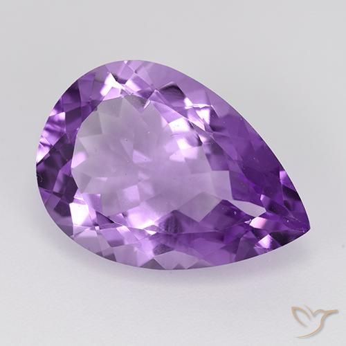 Ametista Violeta Púrpura Médio Natural 8.73ct, Formato de pêra, VVS-VS