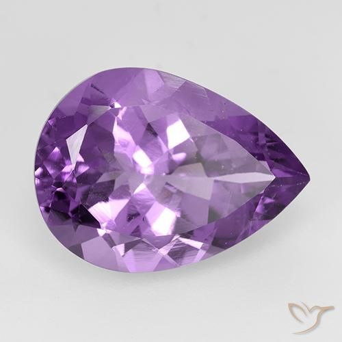 Ametista Violeta Púrpura Natural 7.02ct, Formato de pêra, VVS-VS