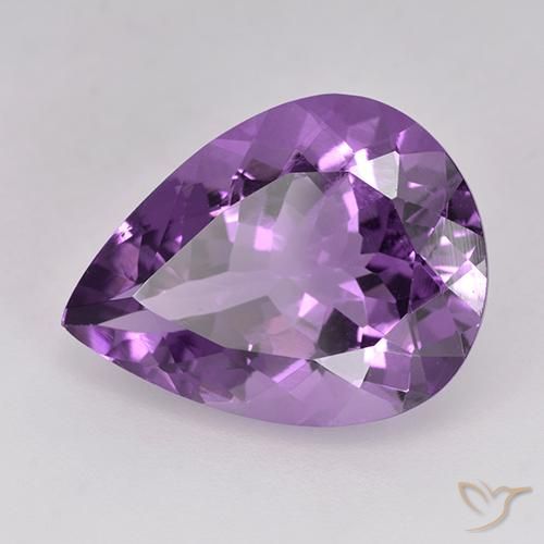 Ametista Violeta Púrpura Natural 5.67ct, Formato de pêra, VS