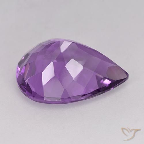 Ametista Violeta Púrpura Natural 5.67ct, Formato de pêra, VS