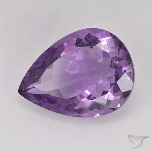 Ametista Violeta Púrpura Natural 6.43ct, Formato de pêra, VVS
