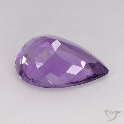 Ametista Violeta Púrpura Natural 6.43ct, Formato de pêra, VVS