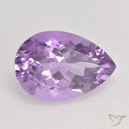 Ametista Violeta médio Natural 6.41ct, Formato de pêra, VS