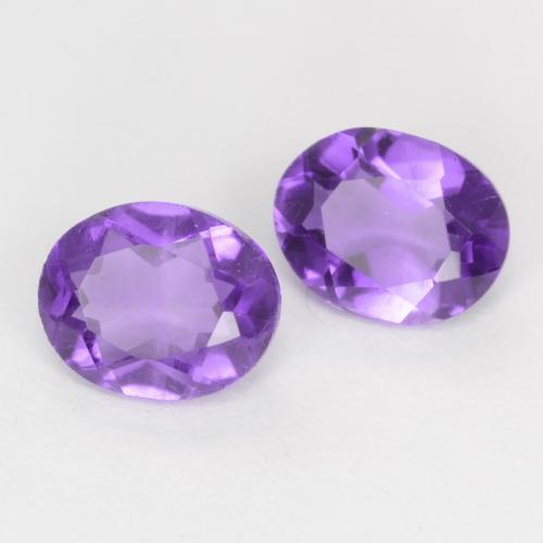 Pedras preciosas de ametista violeta vívido natural de 0,55 ct, corte oval, VVS-VS