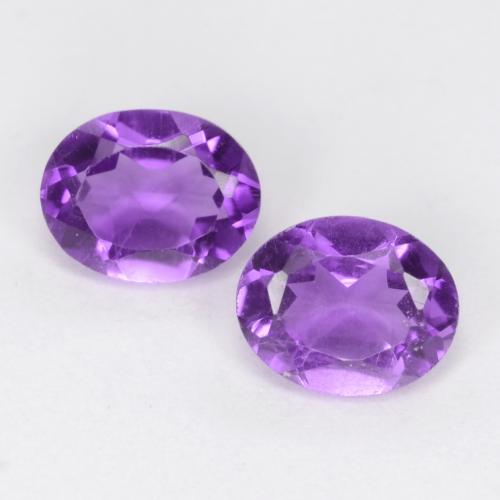 Pedras preciosas de Ametista Violeta Médio-claro natural de 0,61 ct, Corte Oval, VVS-VS
