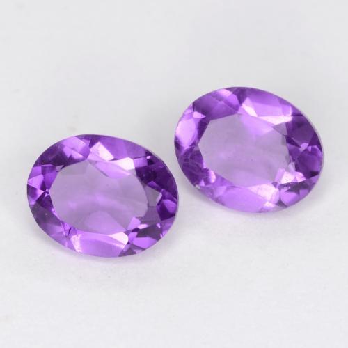 Pedras preciosas de Ametista Violeta Médio-claro natural de 0,61 ct, Corte Oval, VVS-VS