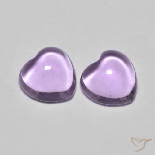 Pedras preciosas de Ametista Violeta Médio-claro natural de 1.72 ct, Coração, Transparente