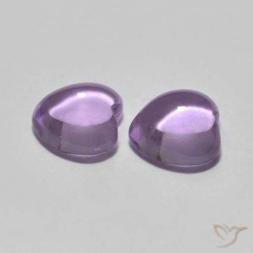 Pedras preciosas de Ametista Violeta Médio-claro natural de 1.72 ct, Coração, Transparente