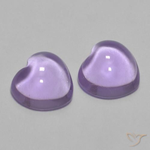 Pedras preciosas de Ametista Violeta claro natural de 1.68 ct, Coração, Transparente