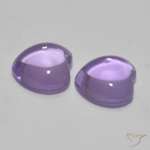 Pedras preciosas de Ametista Violeta claro natural de 1.68 ct, Coração, Transparente