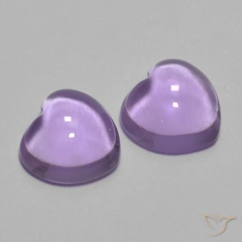 Pedras preciosas de Ametista Violeta claro natural de 1.77 ct, Coração, Transparente