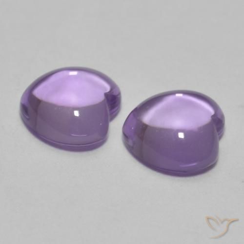 Pedras preciosas de Ametista Violeta claro natural de 1.77 ct, Coração, Transparente