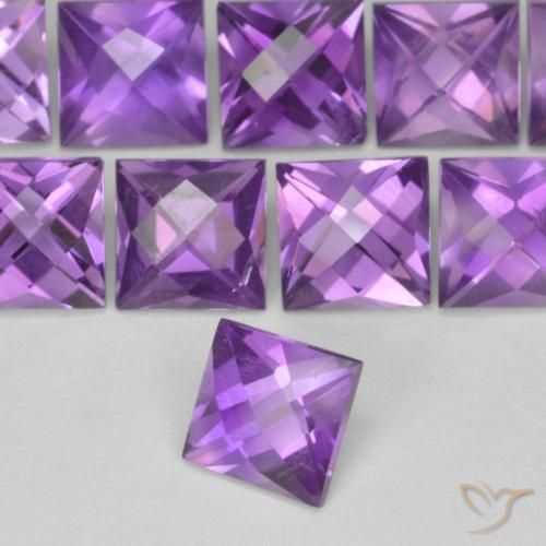 Ametista Violeta médio Natural 0.70ct, Quadrado, VVS-VS