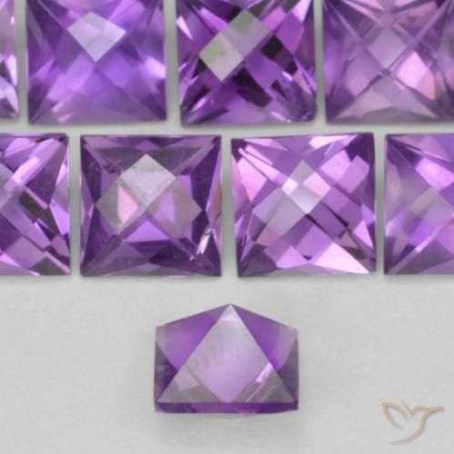 Ametista Violeta médio Natural 0.70ct, Quadrado, VVS-VS