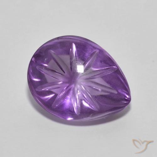 Ametista Violeta Vívido Natural 4.35ct, Formato de pêra, Transparente