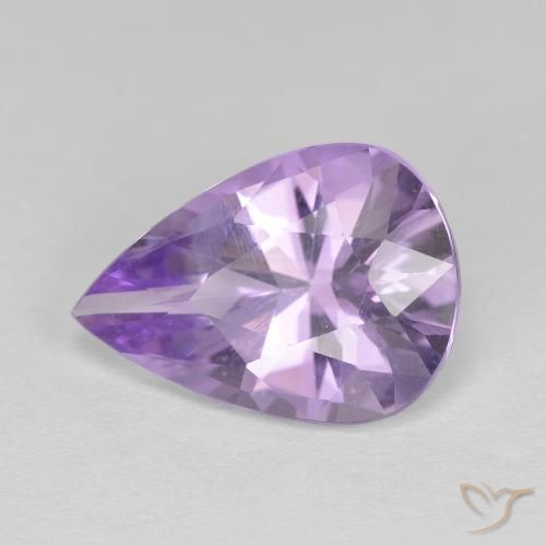 Ametista Medium Light-Violet Natural 3.86ct, Formato de pêra, VVS-VS