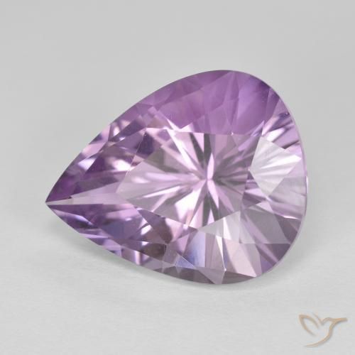 Ametista Violeta acinzentado claro Natural 7.77ct, Formato de pêra, VVS