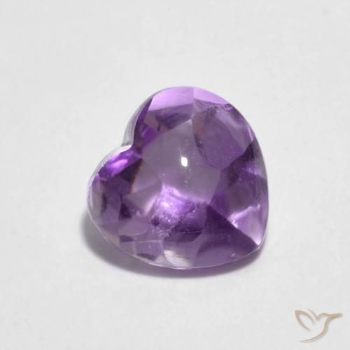 Ametista violeta natural 0,92ct, formato de coração, transparente