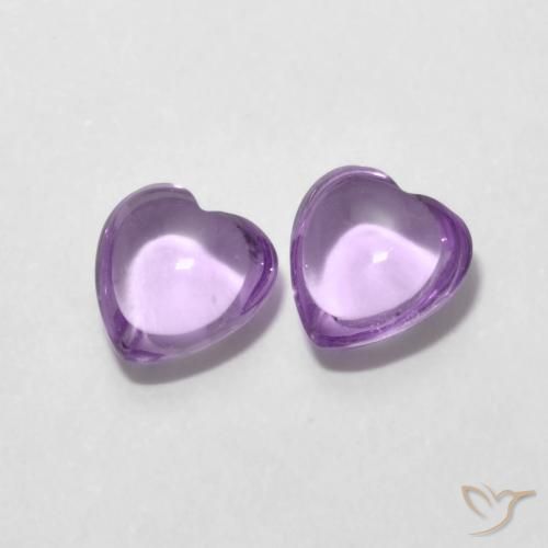 Pedras preciosas de Ametista Violeta Rosado Médio natural de 1.66 ct, Coração, Transparente