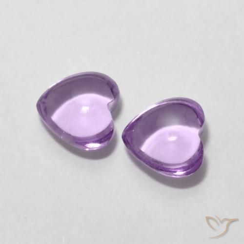 Pedras preciosas de Ametista Violeta Rosado Médio natural de 1.66 ct, Coração, Transparente