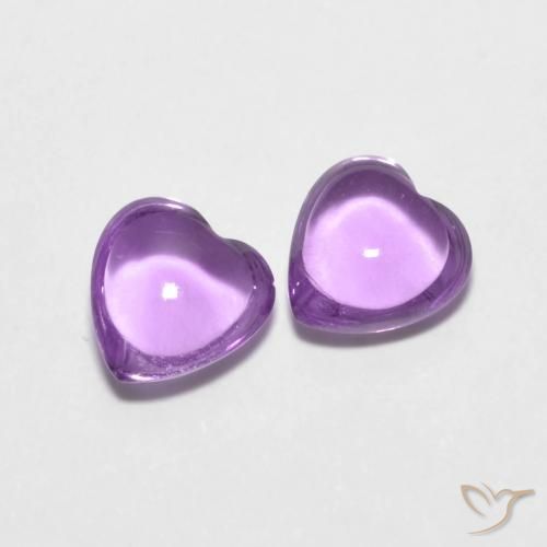 Pedras preciosas de Ametista Violeta rosado natural de 1.69 ct, Coração, Transparente