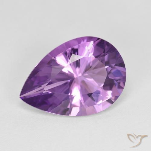 Ametista Violeta Claro-Médio Natural 4.47ct, Formato de pêra, VVS