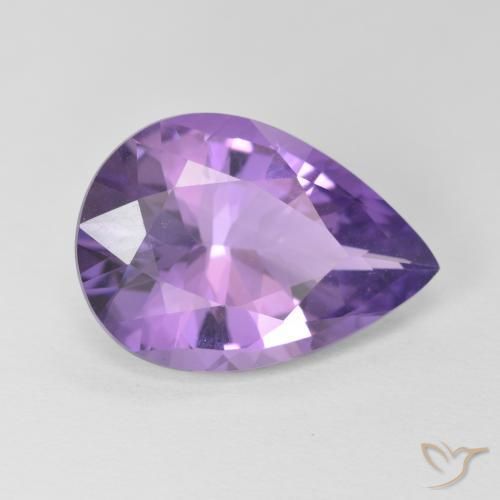 Ametista Violeta médio Natural 5.39ct, Formato de pêra, VVS