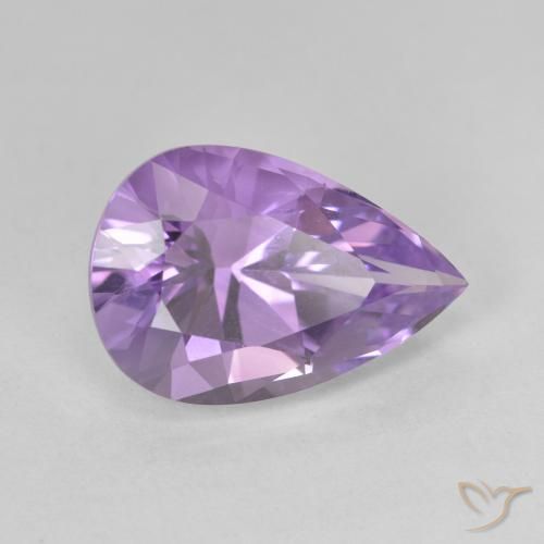 Ametista Medium Light Purplish-Violet Natural 4.86ct, Formato de pêra, VVS