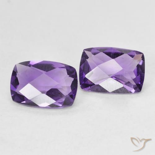 Pedras preciosas de Ametista Violeta Profundo natural de 1.56 ct, Almofada cortada, VVS-VS