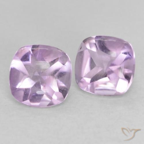 Pedras preciosas de Ametista Violeta claro natural de 1.05 ct, Almofada, Transparente