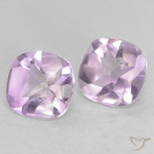 Pedras preciosas de Ametista Violeta claro natural de 1.04 ct, Almofada, Transparente