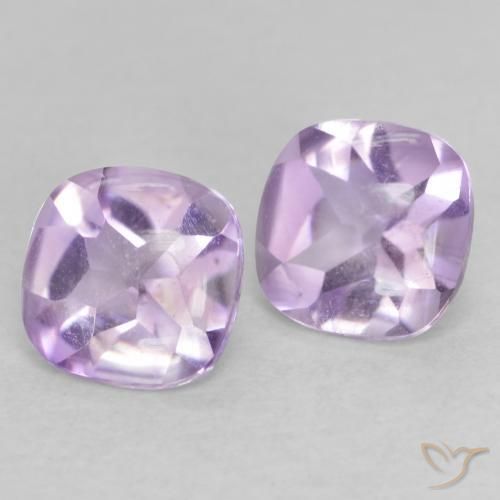 Pedras preciosas de Ametista Violeta claro natural de 1.04 ct, Almofada, Transparente