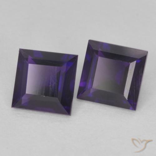 Pedras preciosas de Ametista Violeta escuro natural de 0.86 ct, Quadrado, VS