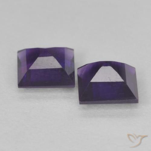Pedras preciosas de Ametista Violeta escuro natural de 0.86 ct, Quadrado, VS