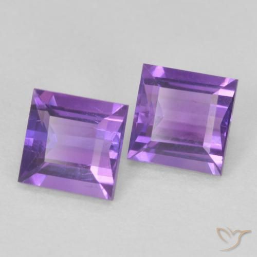 Pedras preciosas de Ametista Violeta Intenso natural de 0.85 ct, Quadrado, VS