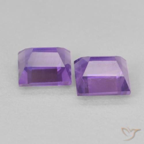Pedras preciosas de Ametista Violeta Intenso natural de 0.85 ct, Quadrado, VS