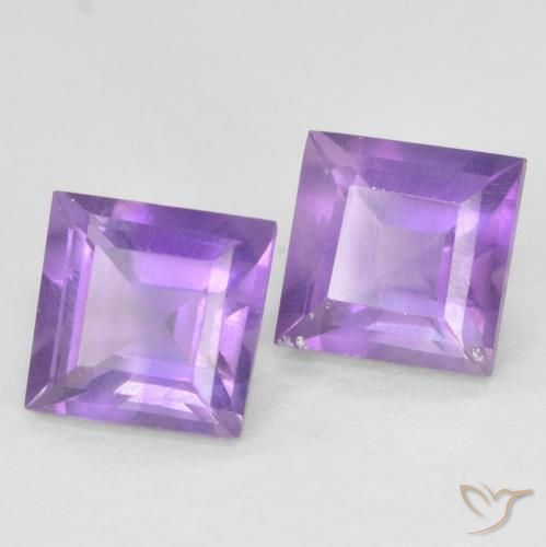 Pedras preciosas de Ametista Violeta Intenso natural de 0.94 ct, Quadrado, VS