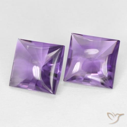 Pedras preciosas de Ametista Medium Light-Violet natural de 4.38 ct, Quadrado, Transparente