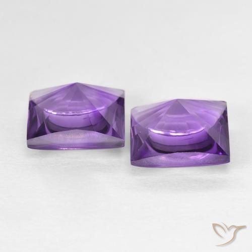Pedras preciosas de Ametista Medium Light-Violet natural de 4.38 ct, Quadrado, Transparente