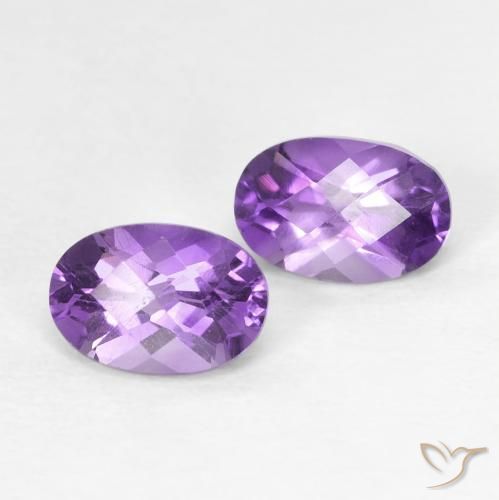 Pedras preciosas de Ametista Violeta Púrpura natural de 0.90 ct, oval, VVS-VS