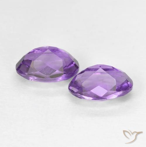 Pedras preciosas de Ametista Violeta Púrpura natural de 0.90 ct, oval, VVS-VS