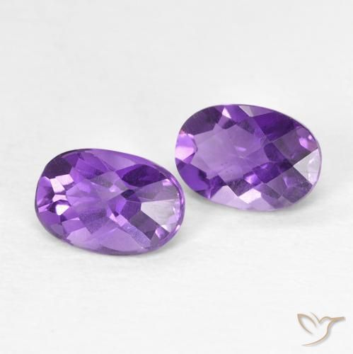 Pedras preciosas de ametista violeta intenso natural de 0,82 ct, corte oval, VVS-VS