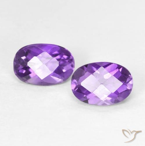 Pedras preciosas de ametista violeta intenso natural de 0,82 ct, corte oval, VVS-VS
