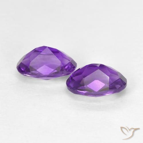 Pedras preciosas de ametista violeta intenso natural de 0,82 ct, corte oval, VVS-VS