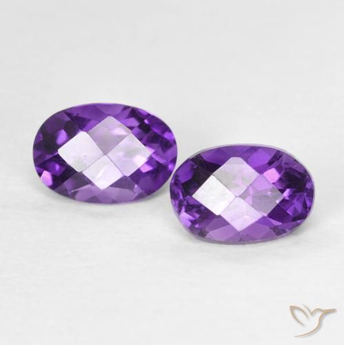 Pedras preciosas de Ametista Violeta Profundo natural de 0.91 ct, oval, VVS-VS