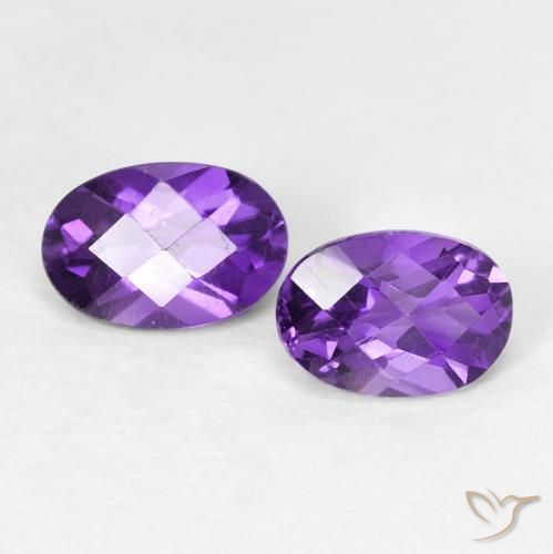 Pedras preciosas de Ametista Violeta Profundo natural de 0.96 ct, oval, VVS-VS